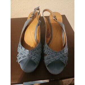 Blue Apt 9 Open Toe Wedges High Heels Beach Coastal Vacation Party